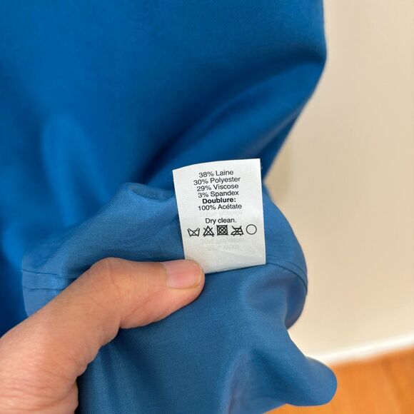 J Crew Blue Sheath Dress Size 6 Ruffles Wool Blend Career Workwear - Picture 8 of 10